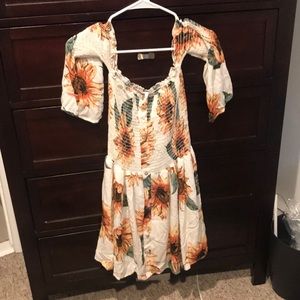 Off the shoulder sunflower dress